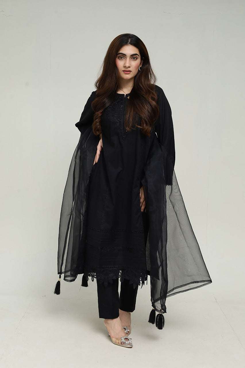 Black Embroidered 3-Piece Set