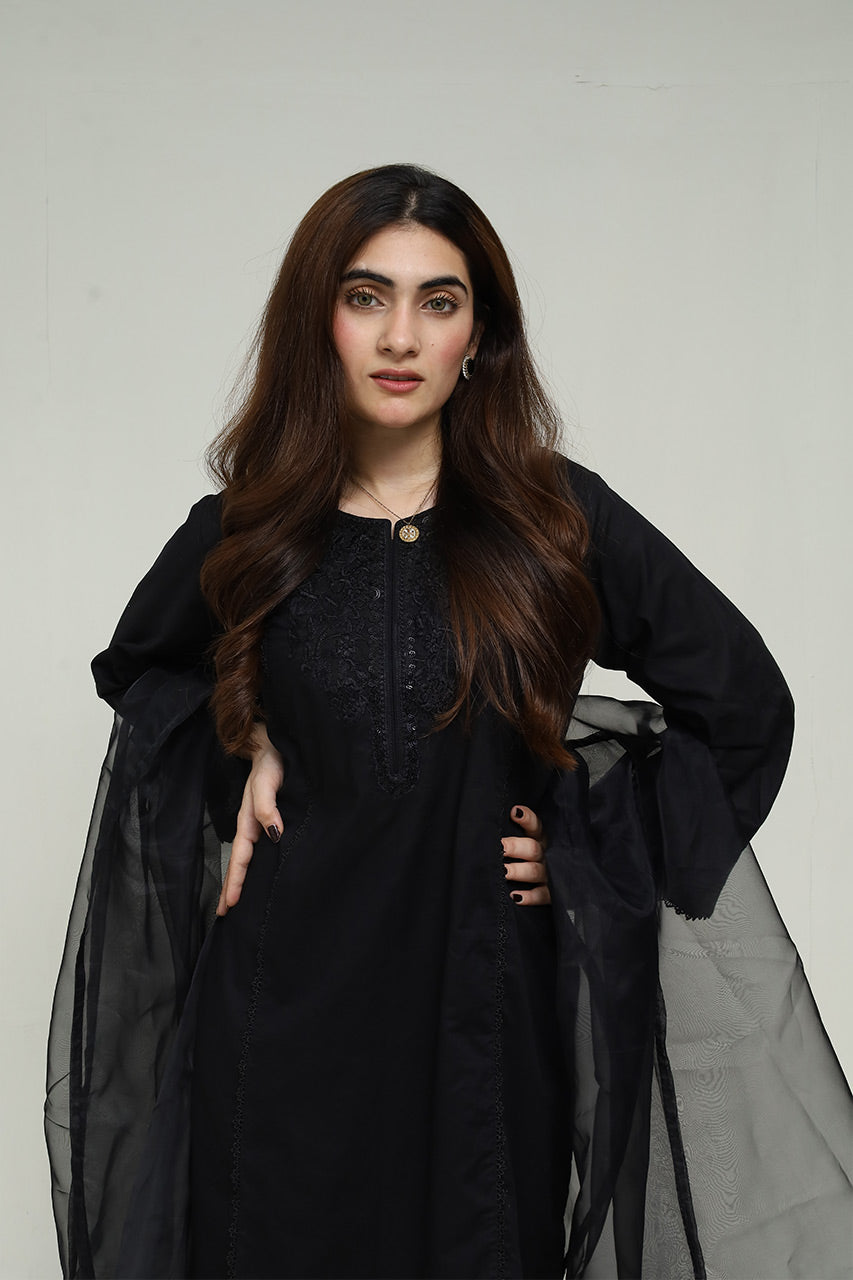 Black Embroidered 3-Piece Set