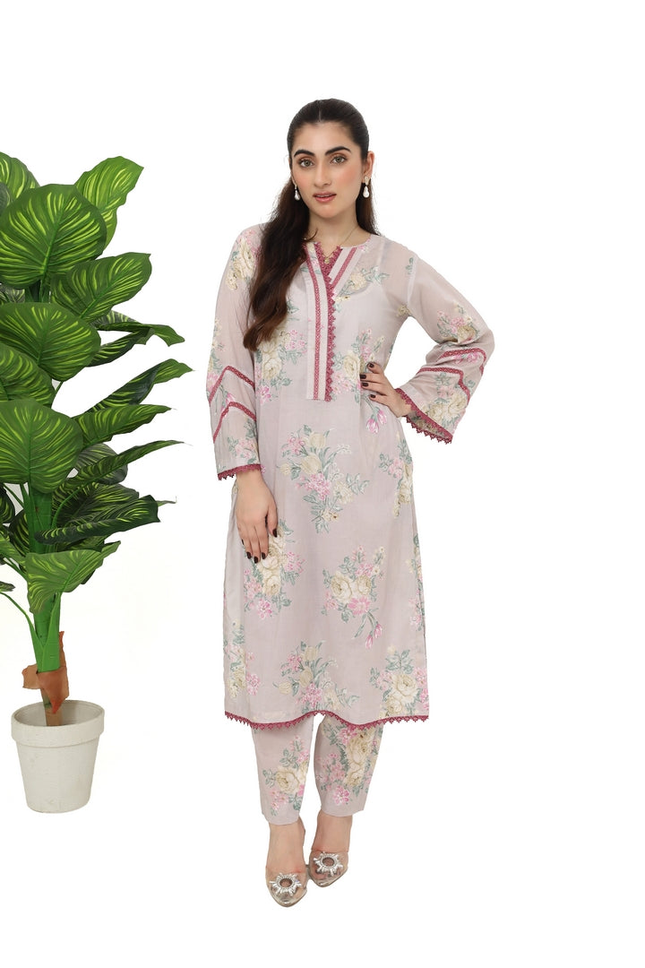 Pastel Floral Printed 2-Piece Suit