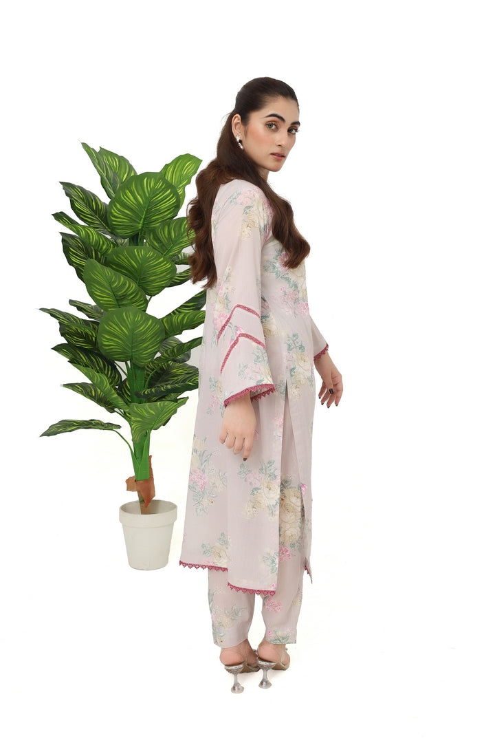 Pastel Floral Printed 2-Piece Suit